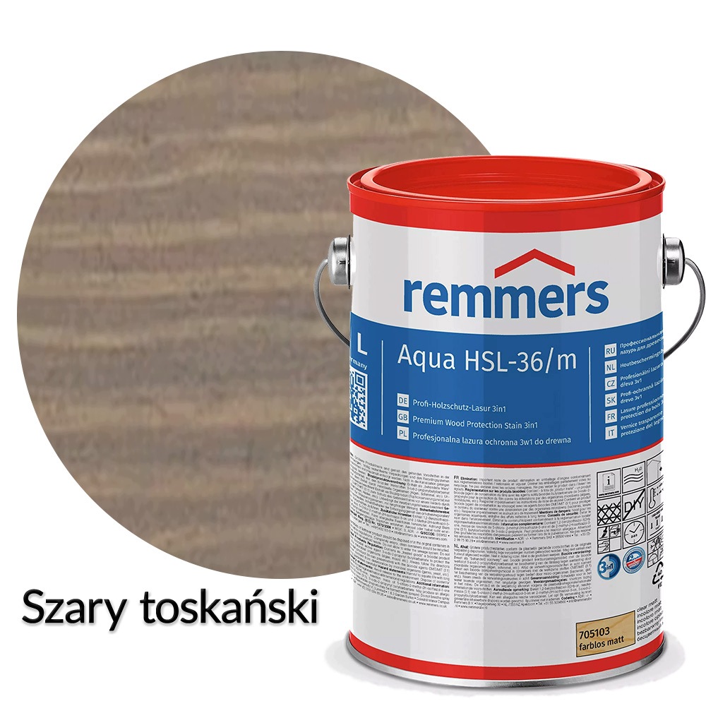 Remmers HSL-36/m Lazura na vodní dřevo 0,75L Šedá Toskánská