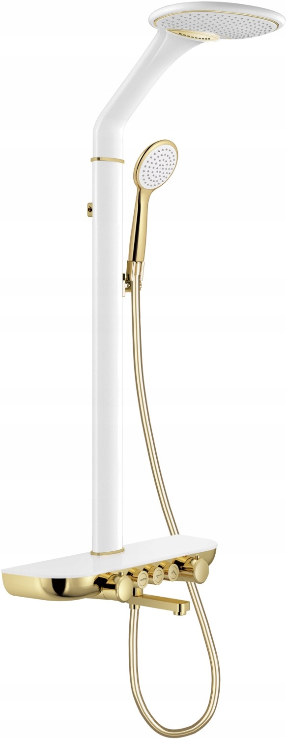 Mexen Blaze Nástenná Sprchová Sada Biela/Zlatá s Batériou 78109-25