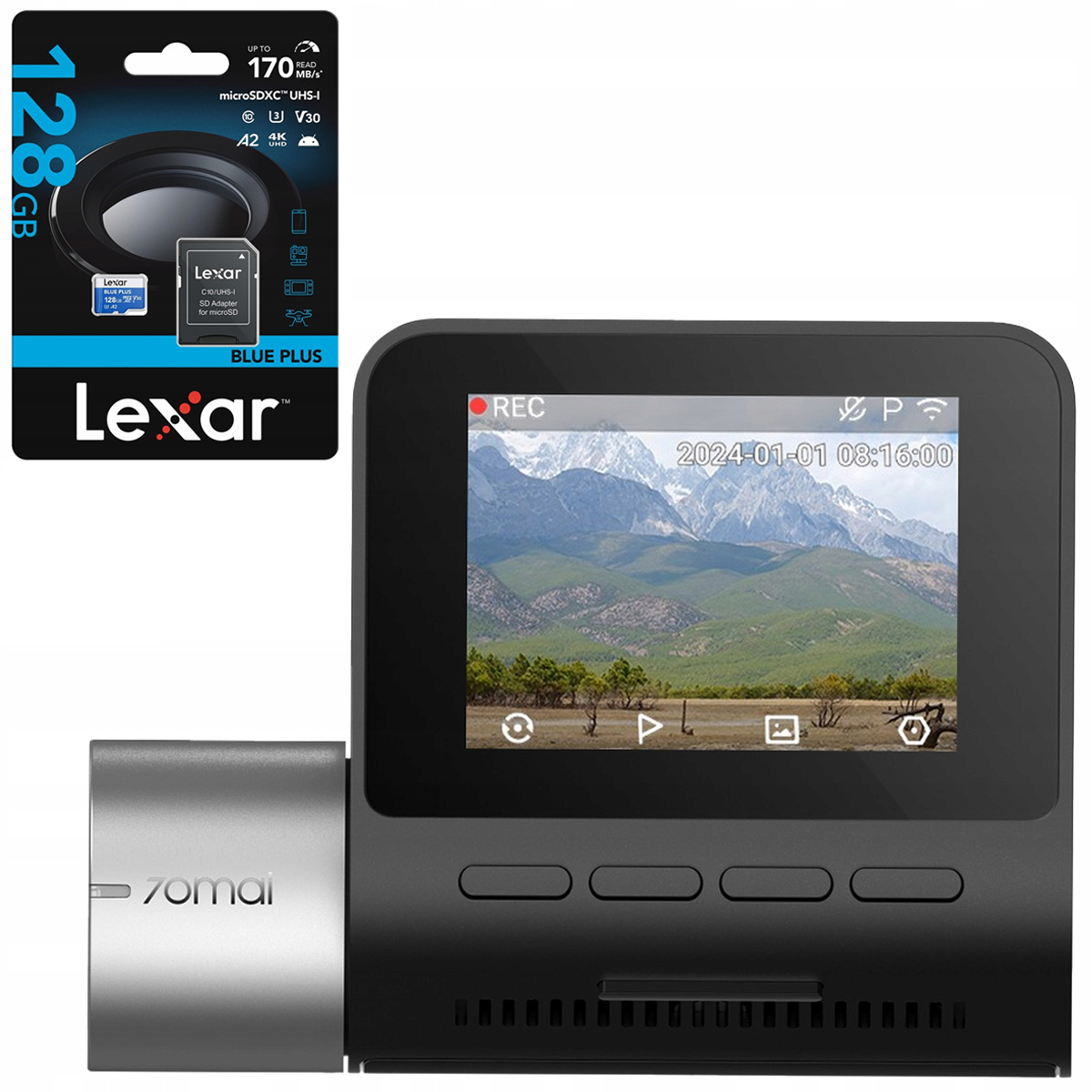 70mai Wideorejestrator A510 Kamera Hdr karta Lexar 128GB