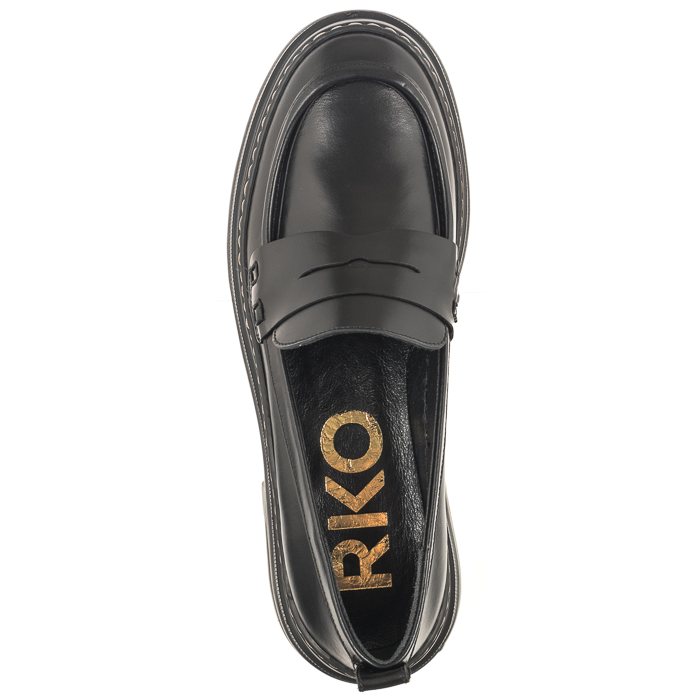 Buty Półbuty Mokasyny Skórzane Damskie Ryłko Czarne E2R38 Marka Ryłko