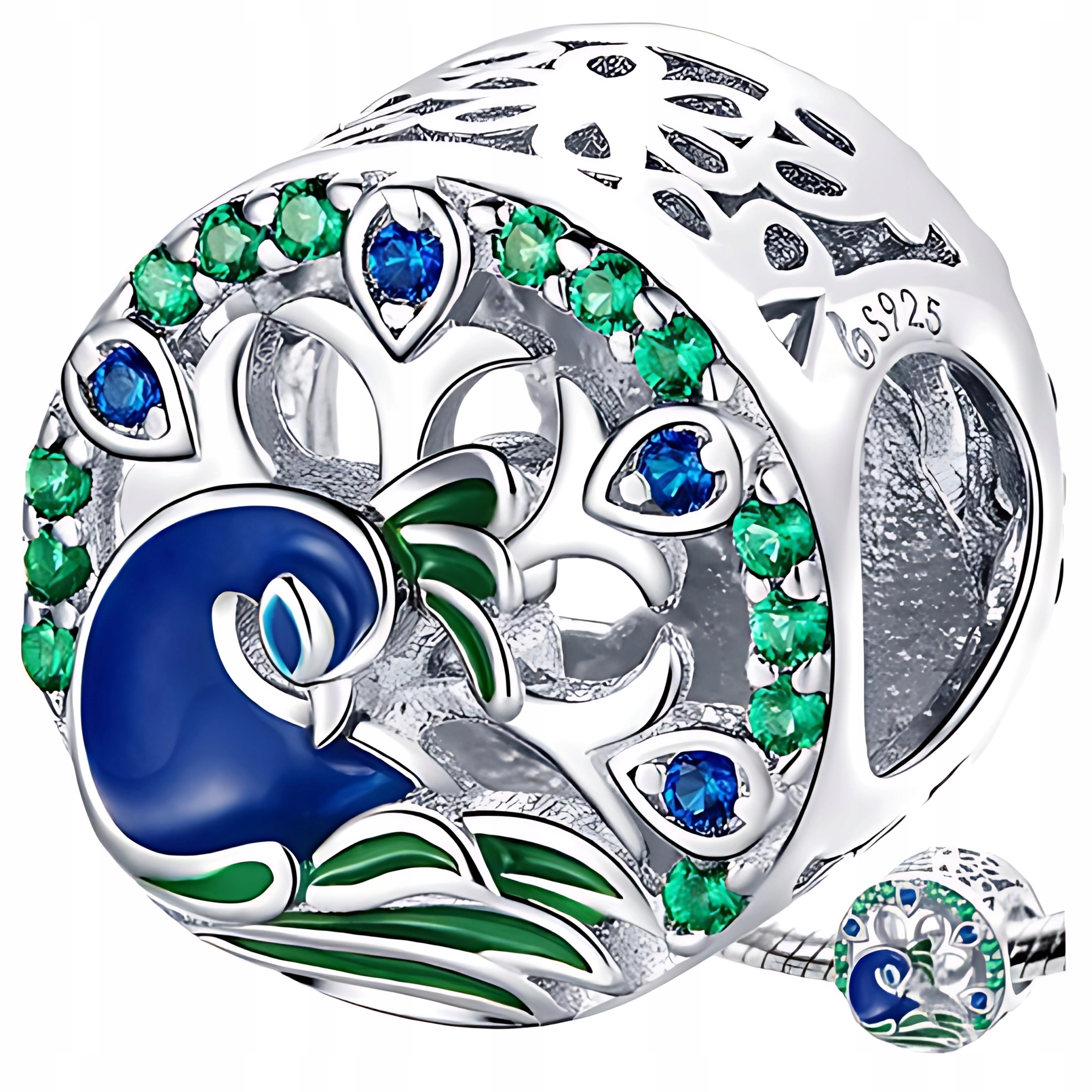 Charms Barevný Paw stříbro pr 925 korálek beads peří stříbrné přívěsky 925