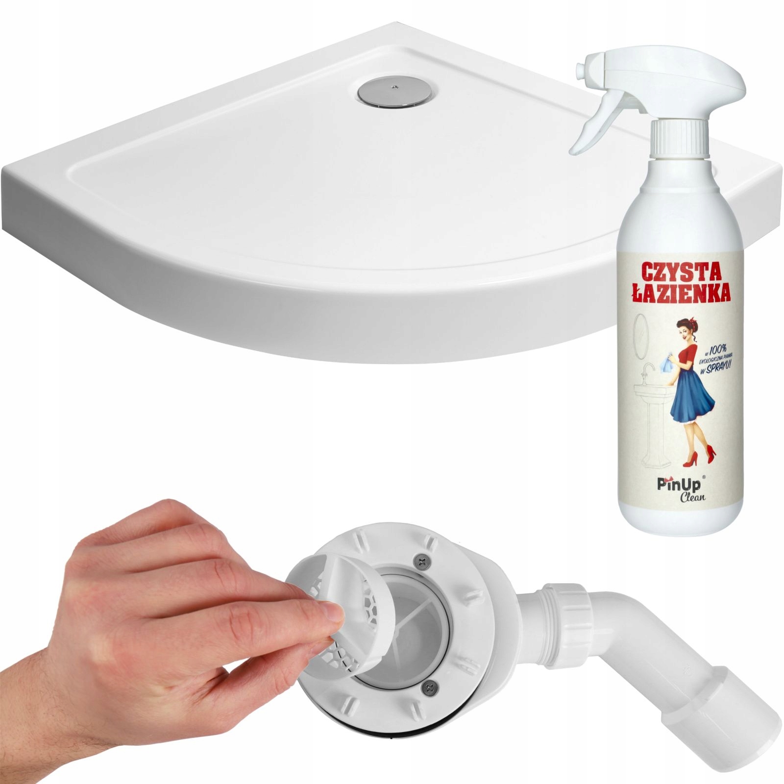 Brodzik półokrągły prysznicowy Doros A Compact biały 90x90 syfon Standard