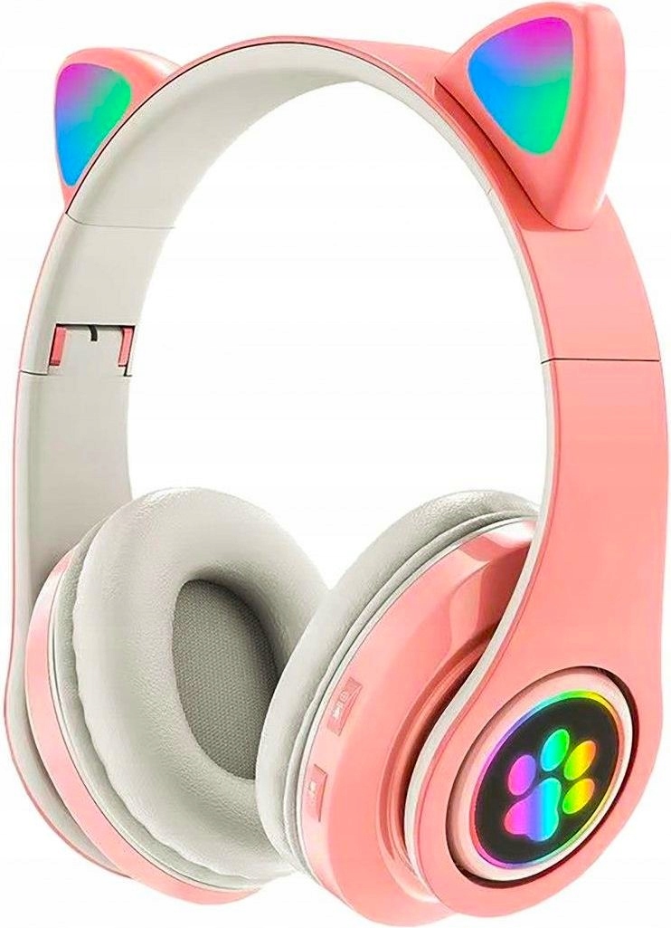 Słuchawki bezprzewodowe nauszne z uszami dla dzieci kocie uszy Bluetooth