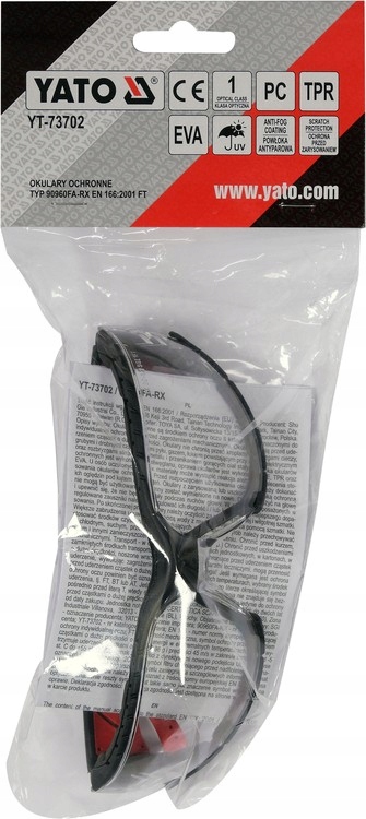 OKULARY OCHRONNE BEZBARWNE UV Z POWŁOKĄ ANTYPAROWĄ Model YT-73702