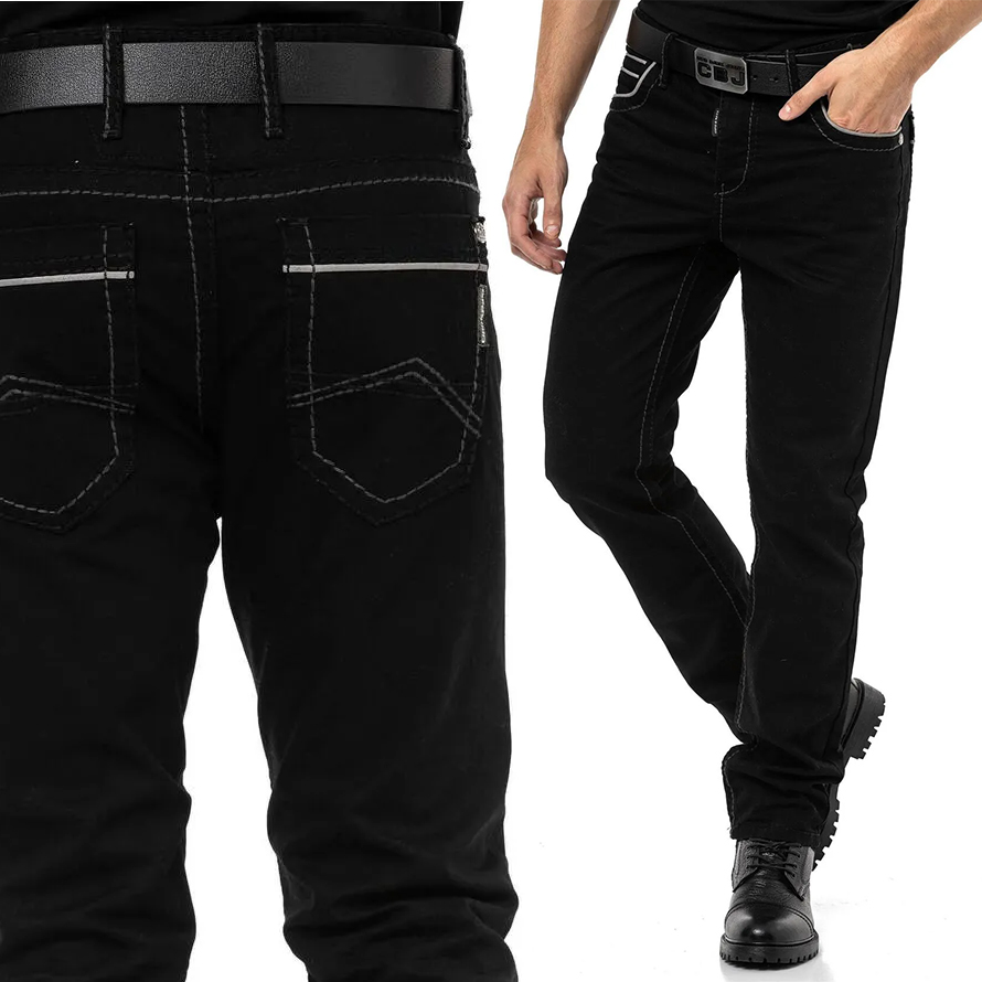 Cipo Baxx Džínové kalhoty s nití Regular Kontrast Black