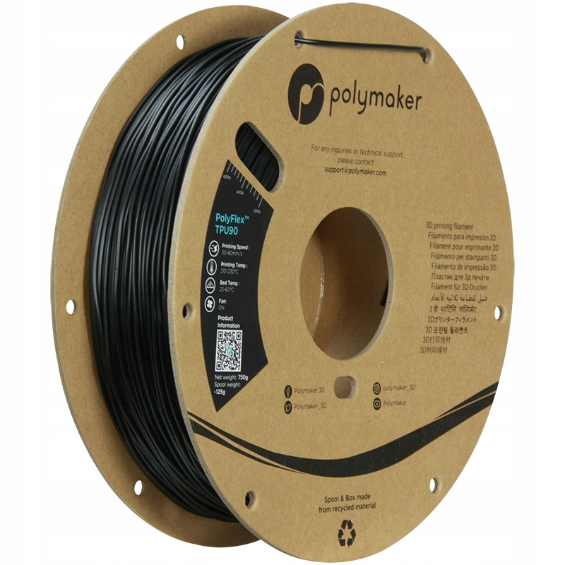 Filament Polymaker PolyFlex TPU-90A Black 1.75mm 0,75kg