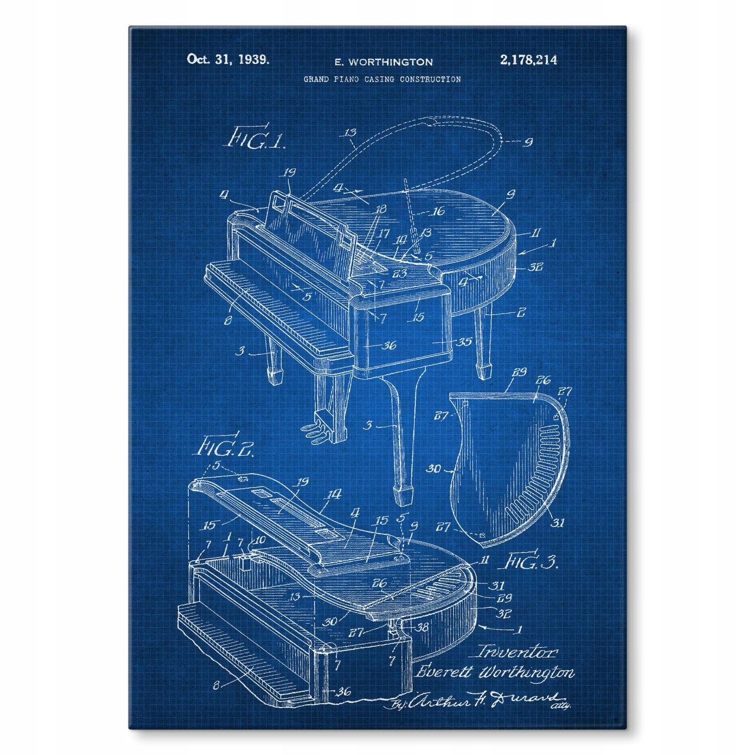 Kovový plakát Grand piano nástroj tech Szyld Plech 30 x 42 cm +dárek