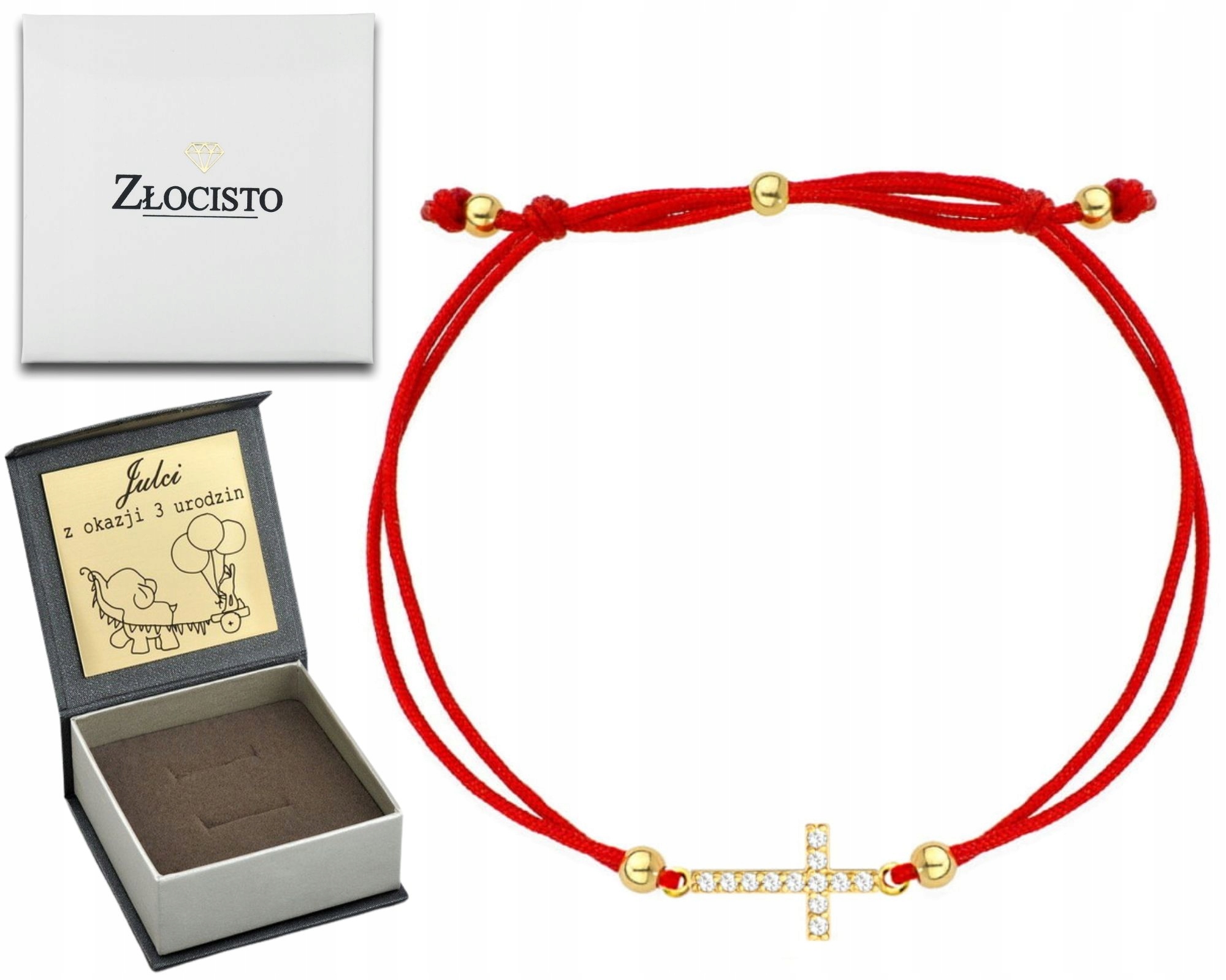 Zlatý Náramek Křížek Se Zirkony 585 Gravírování