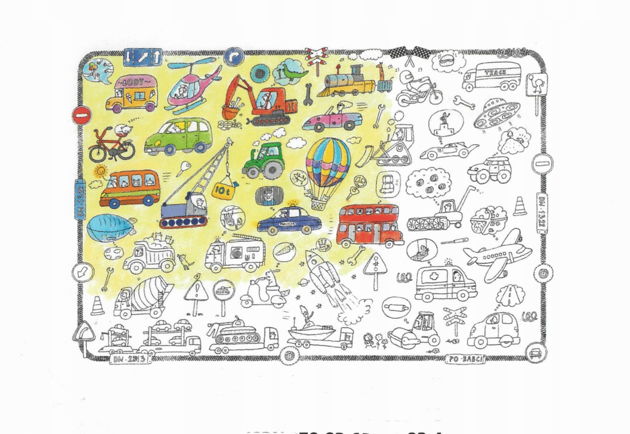 Kolorowanka podłogowa MONUMI XXL 120x80 Pojazdy