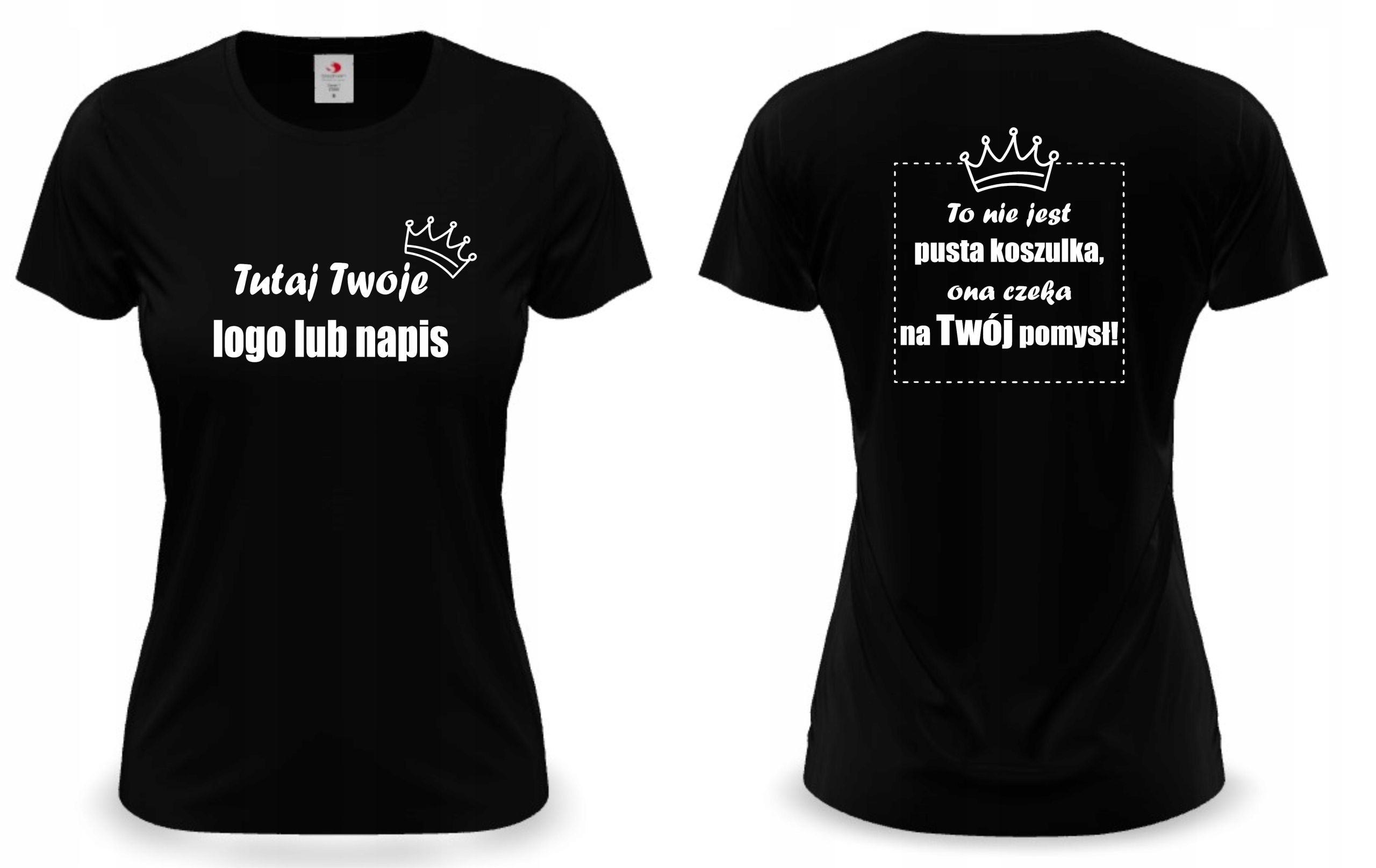 DAMSKA KOSZULKA T-SHIRT Z WŁASNYM NADRUKIEM LOGO NAPIS DUŻY PRZÓD I TYŁ M Marka inna