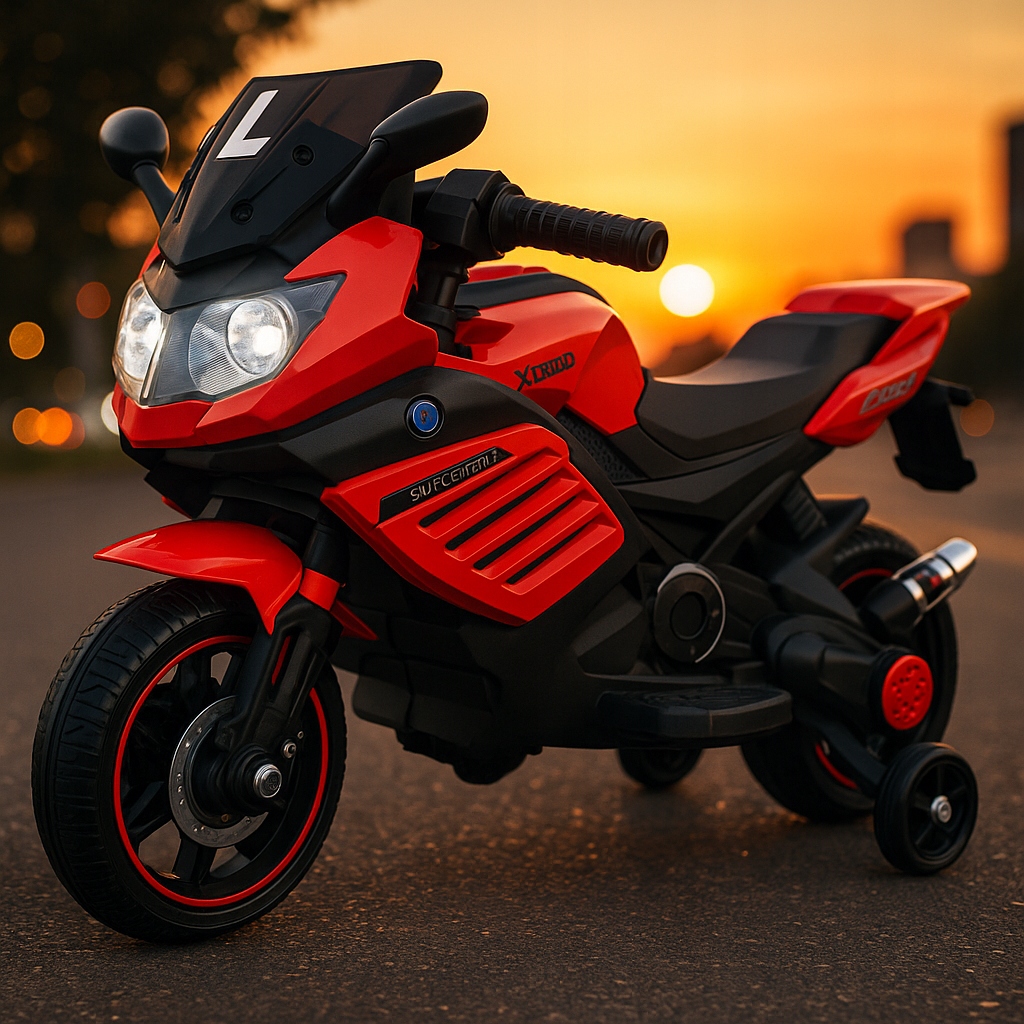 Motor motocykl ścigacz na akumulator światła LED dla dzieci czerwony