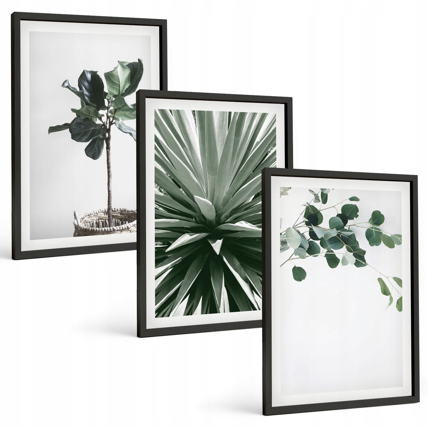Nástěnná sada Zelené rostliny v minimalistickém stylu 3dílná sada