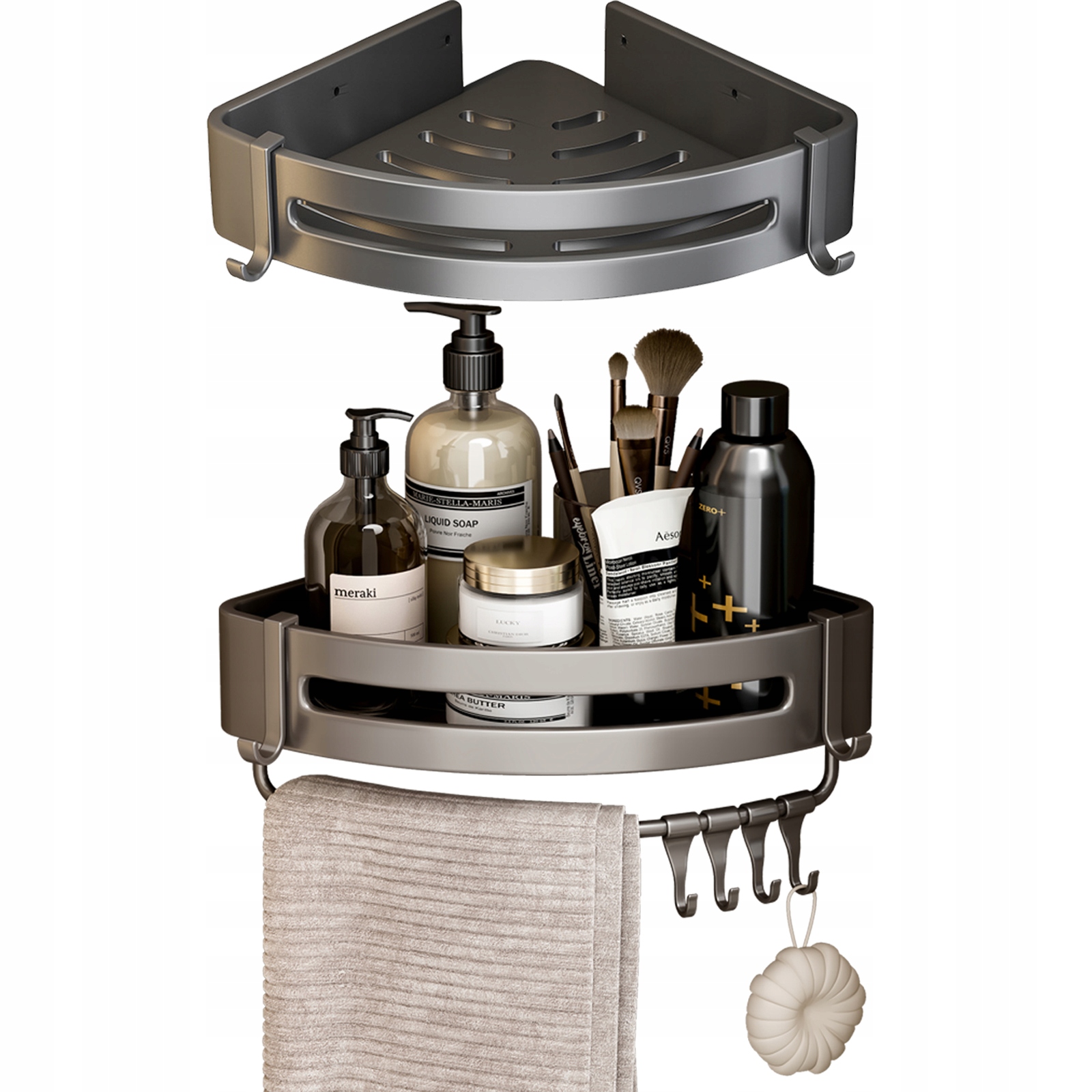 Rohová Police Do Koupelny 2ks samolepicí šedá