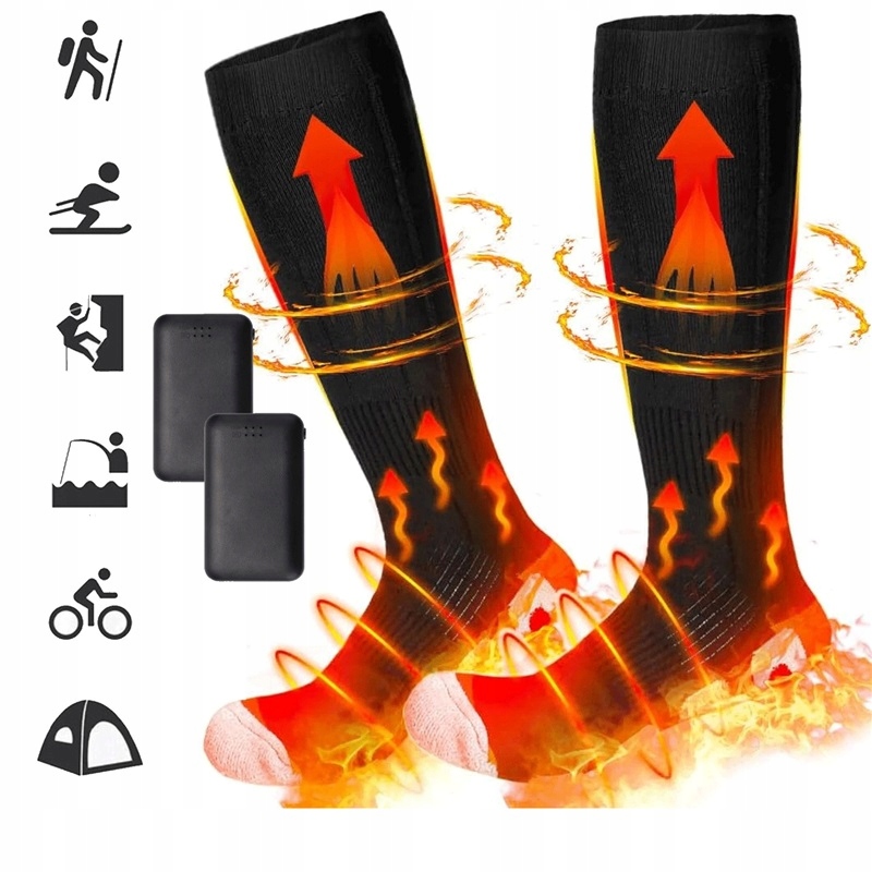 Skarpety Termiczne Akumulatorowe 4000MAH Materiał Kaszmir Czarne