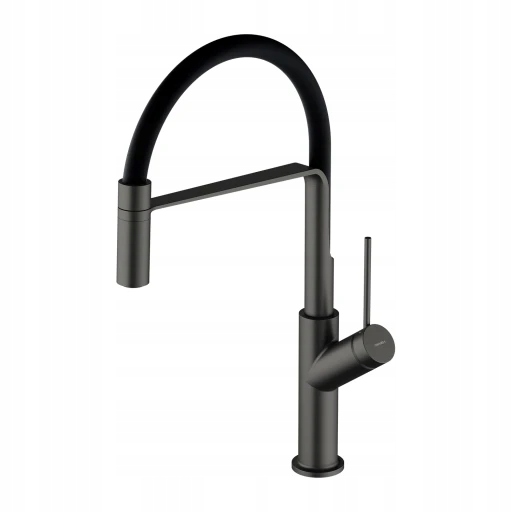 Vita kuchynská batéria s výsuvným výtokom, grafit brúsený/čierny mat