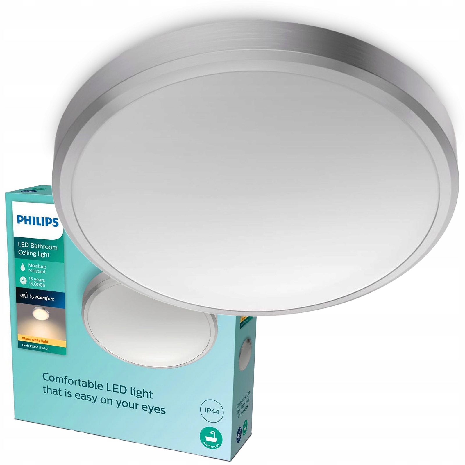 Stropní Svítidlo Stropní Svítidlo Koupelnový Led 17W 1500lm 2700K IP44 Nikl Philips