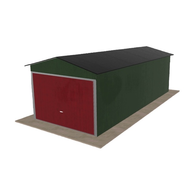 Plechová garáž 3x7 m jednopolohová, dvoupolohová, zelená