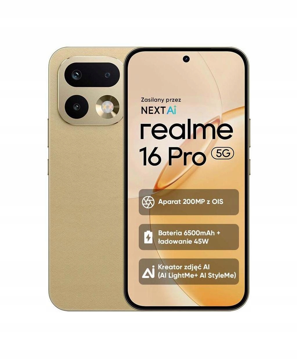 Chytrý telefon realme 16 Pro 5G 8 Gb 256 Gb Amoled Ois Zlatá Master Gold