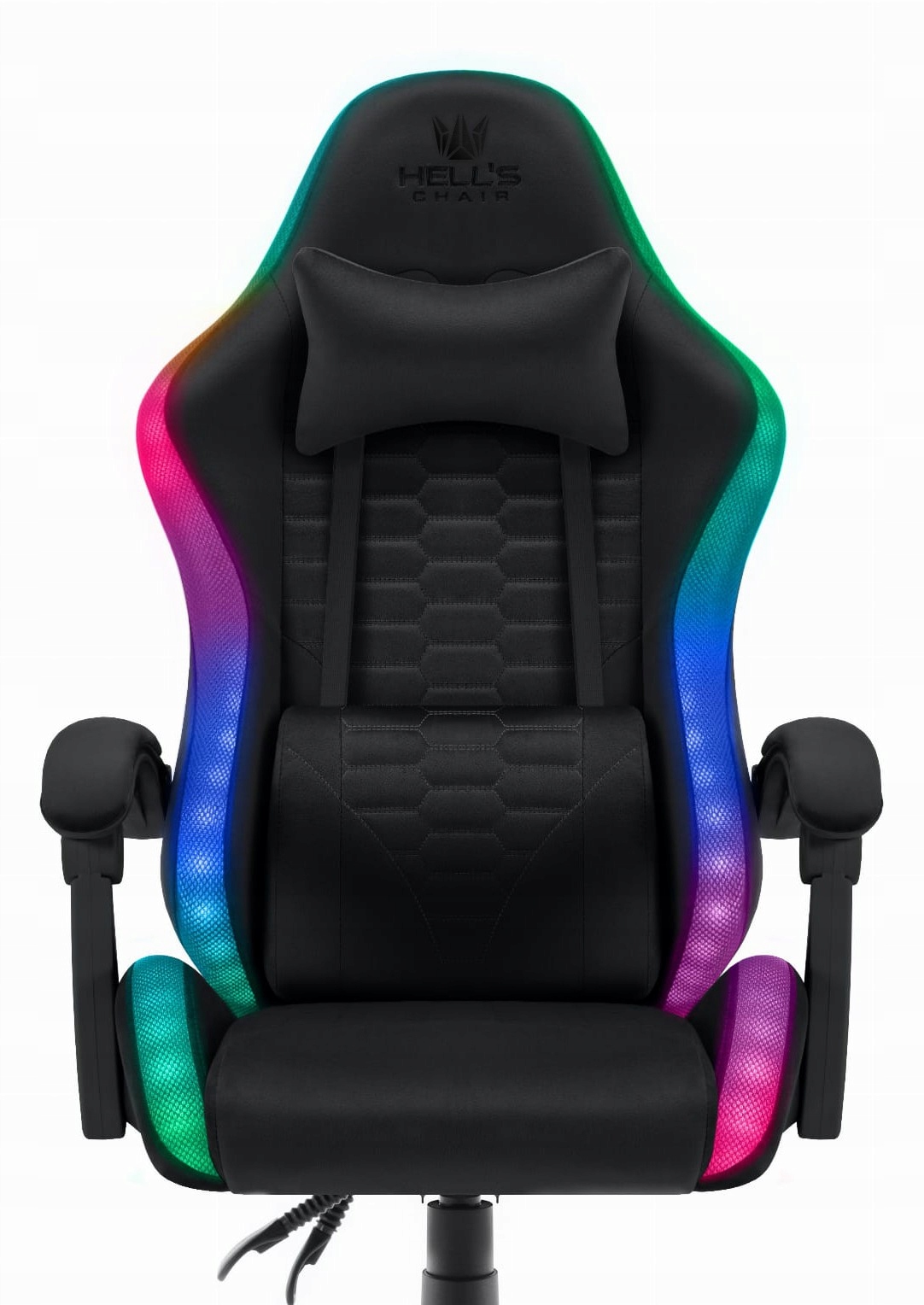 Игровое кресло HELL'S CHAIR HC-1000 Black LED RGB ткань черный
