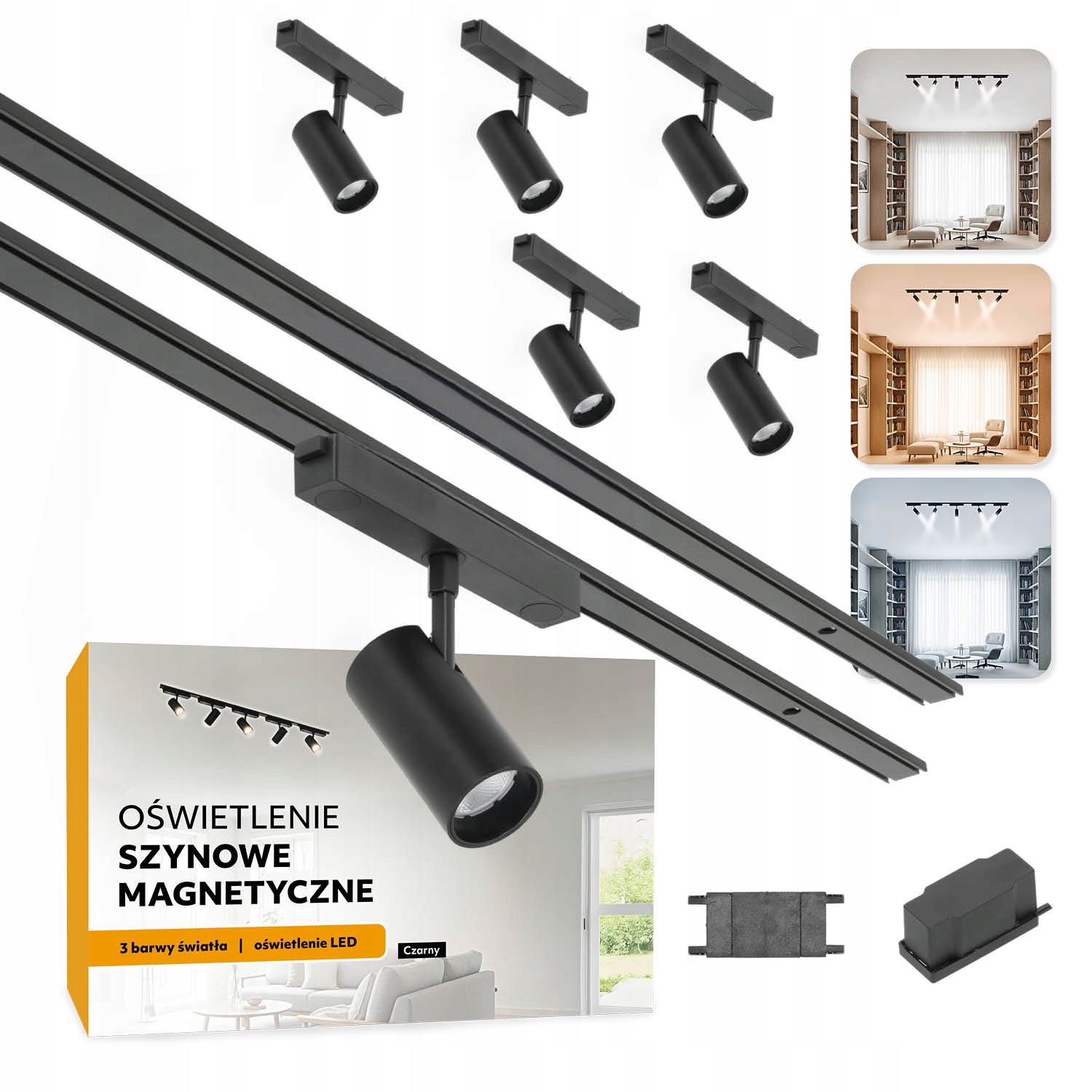 Magnetické koľajnicové osvetlenie 2x Lišta 1 m 5x 10 W čierne 5 rokov záruka