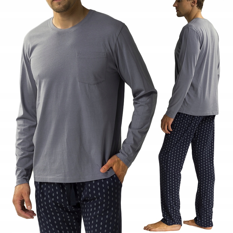 Pánské volné pyžamo 100% Bavlna s dlouhým rukávem Atlantic NMP-373 M