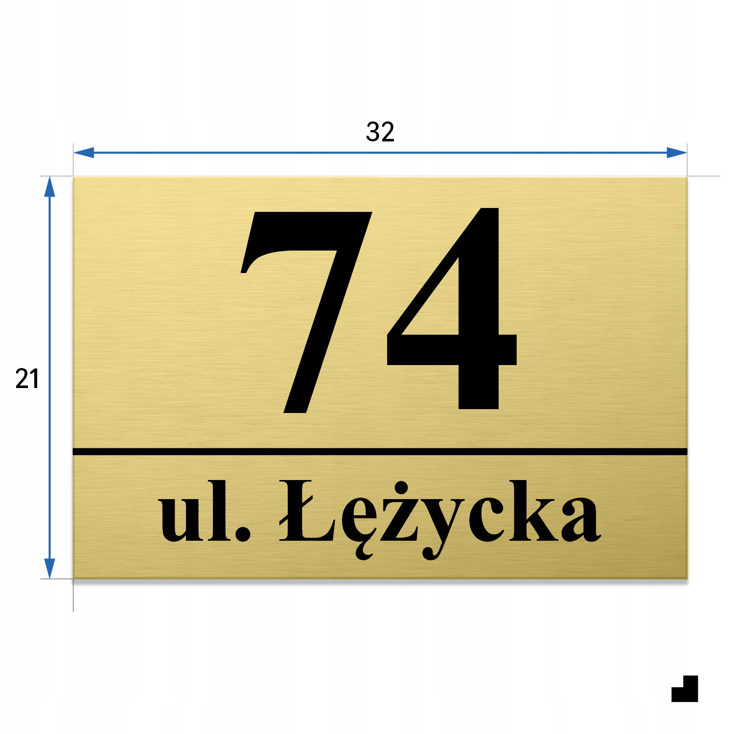 NUMER NA DOM TABLICZKA ADRESOWA Z NUMEREM DOMU 32x21 cm Złota + DYSTANSE Kod producenta DIBOND ADRESOWA NUMER DOMU ULICA DYSTANSE
