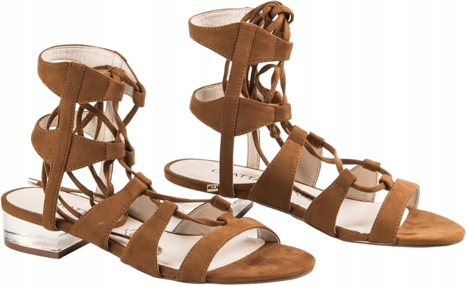Chattawak Hnědé Gladiátorské Sandály S Průhledným Podpatkem 40 J_a