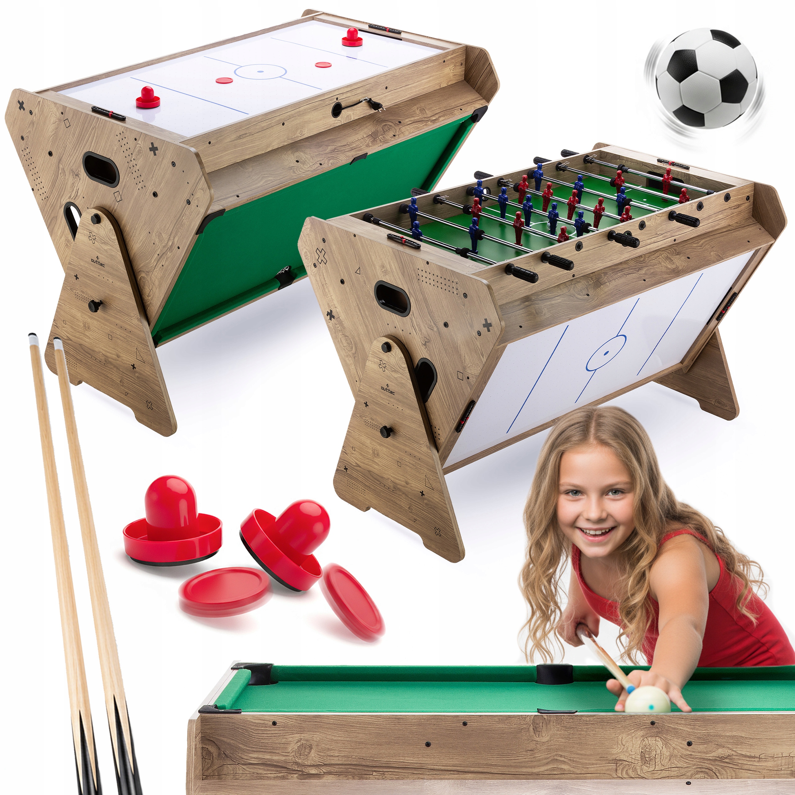 Piłkarzyki Stołowe Cymbergaj Mini Bilard Obrotowy Stół Do Gier 3W1 Outtec