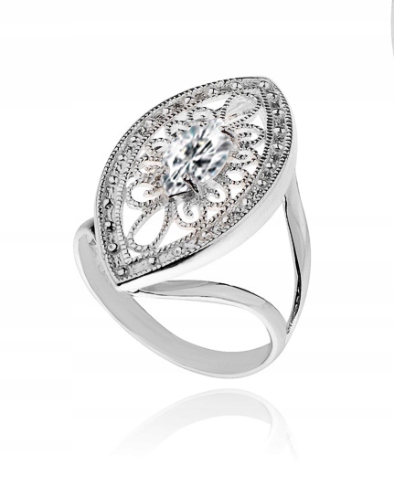 

Srebrny Pierścionek Ażurowy Z Cyrkonią Rozmiar 13