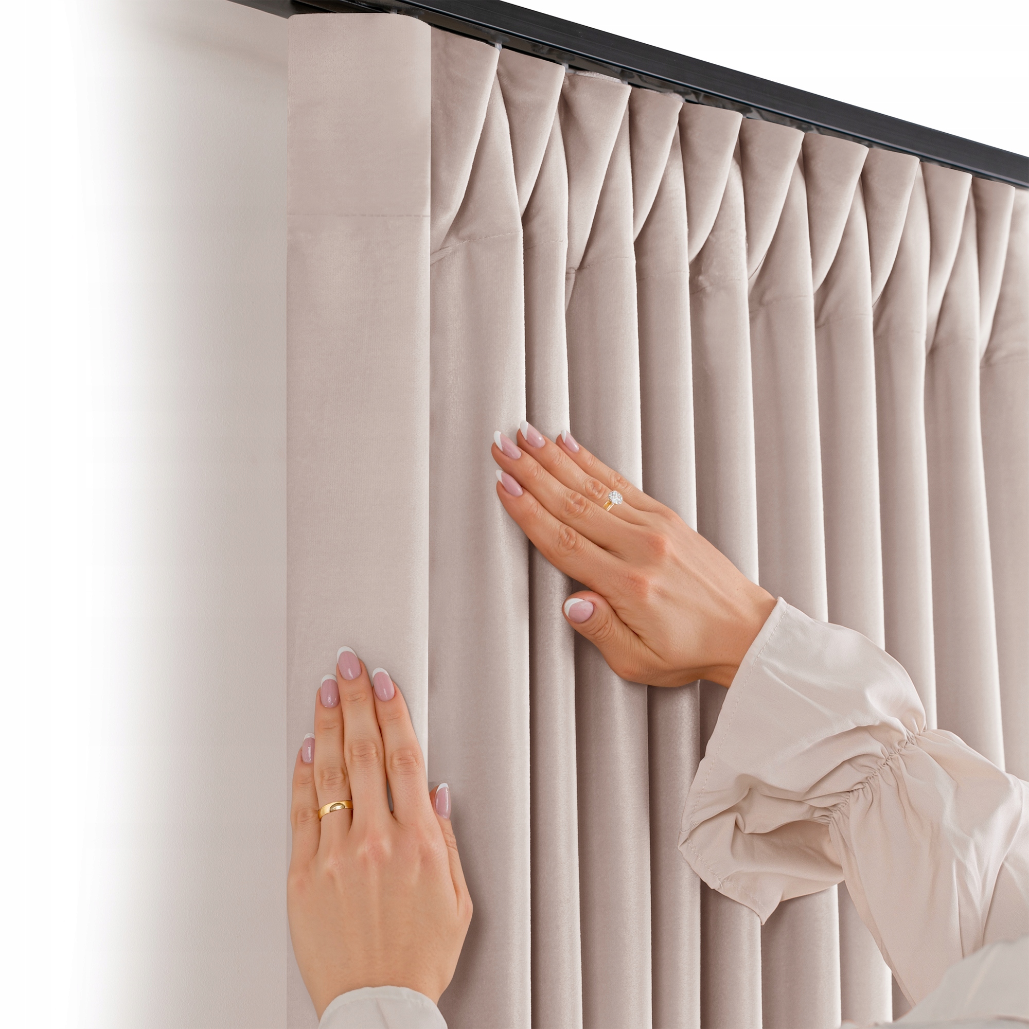 Filumi Záclona velvet velúrová Vlnitá páska Svetlá Béžová 200x225