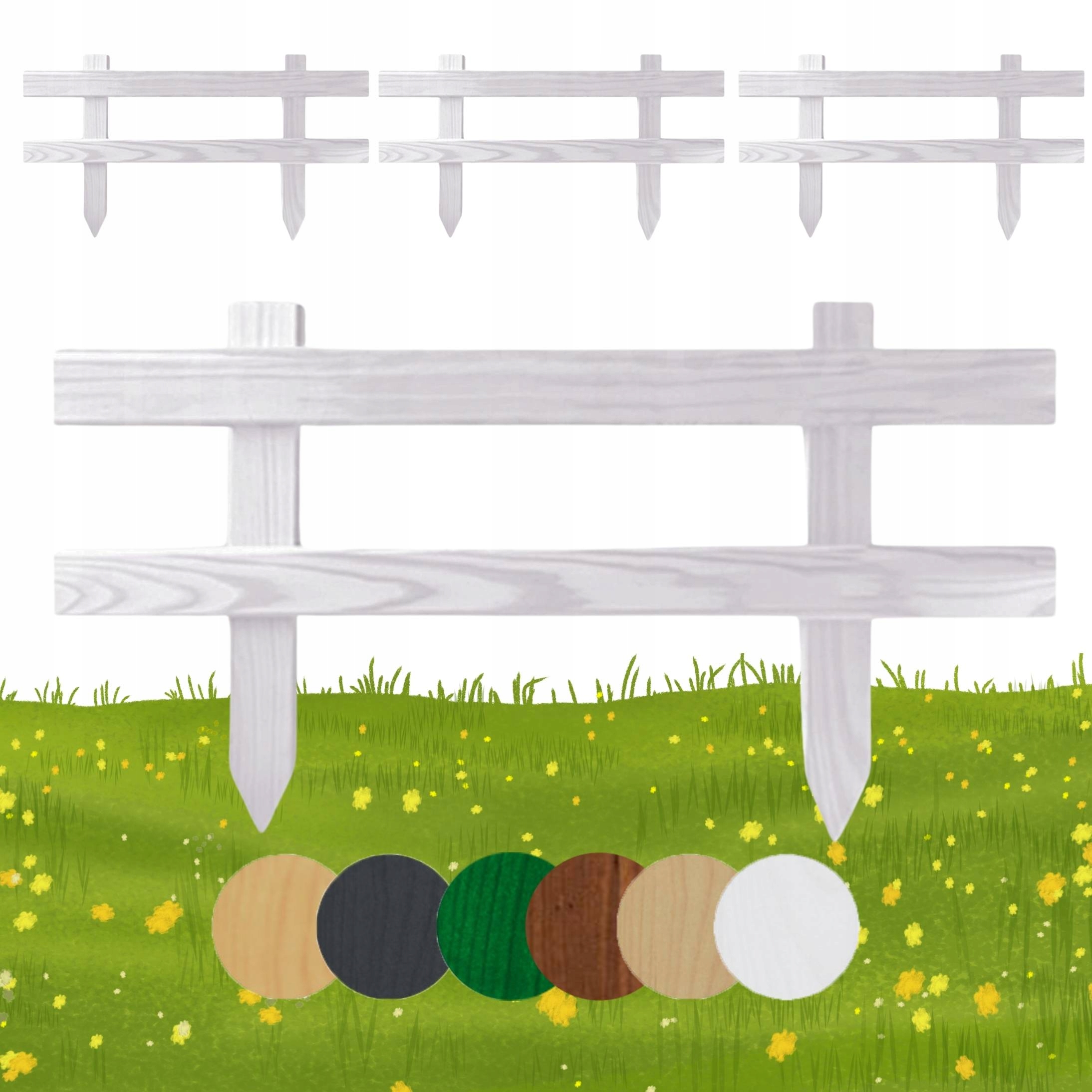 Zahradní plot dřevěný obrubník palisáda 50 x 30 cm Bílý 4 ks