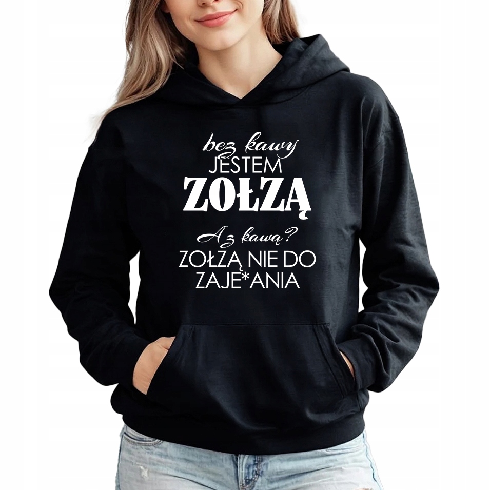 Mikina S Kapucí Černá jako Dárek pro kolegyni bez kávy Jsem Zolza M