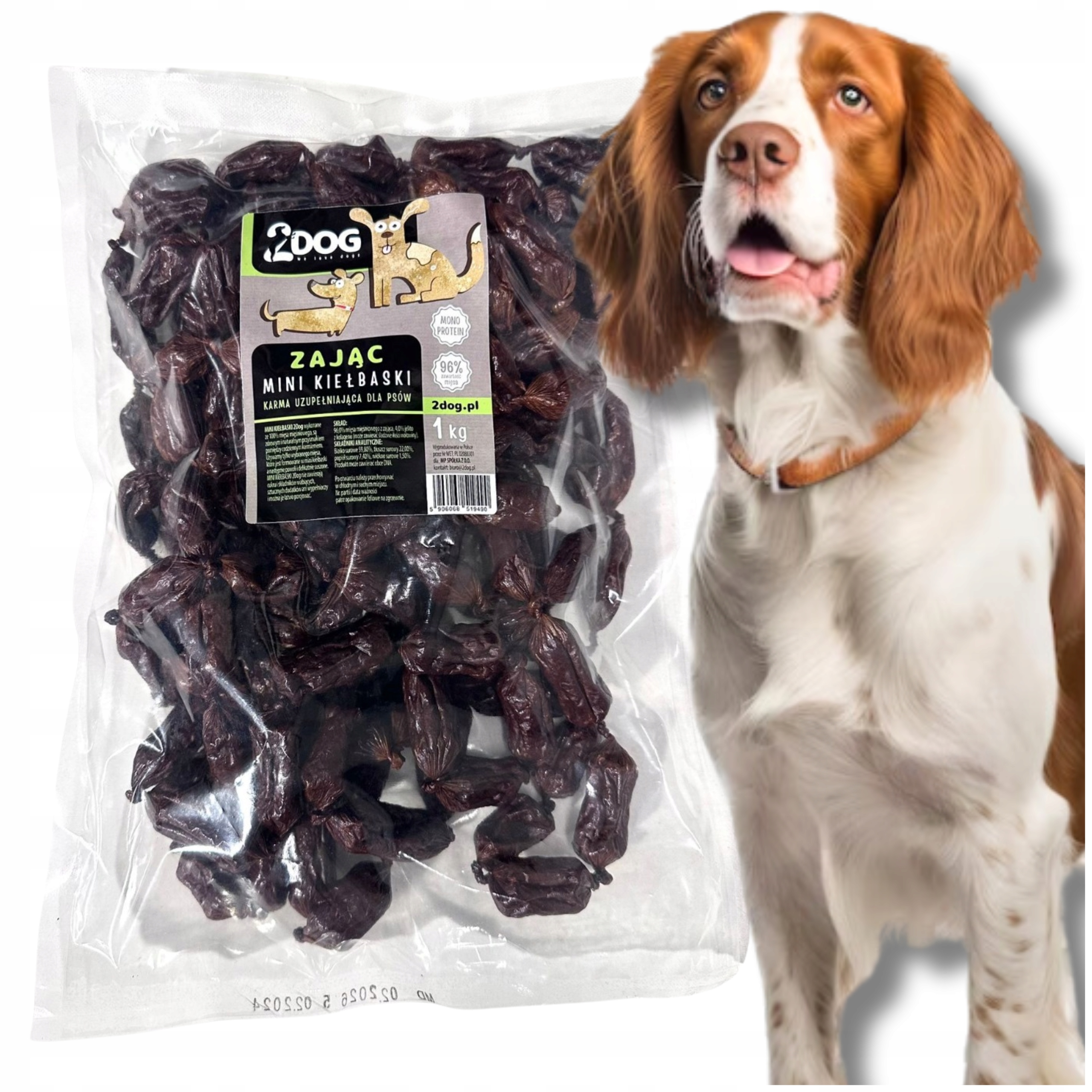 Levně Psí pamlsek Mini Klobásky Srdíčka Se Zajíčkem 1 kg přírodní pamlsek