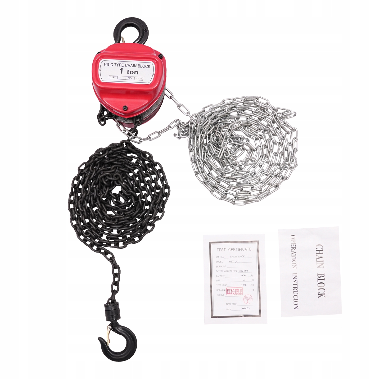 Wciągnik łańcuchowy do palet dźwigowy czerwony 4M