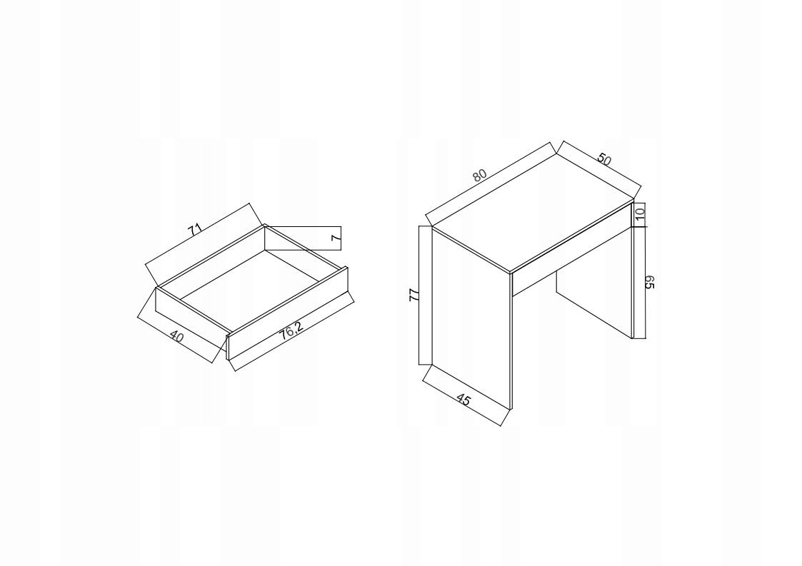 BIURKO TOALETKA z szufladą 80 cm dąb sonoma Marka AB Arco