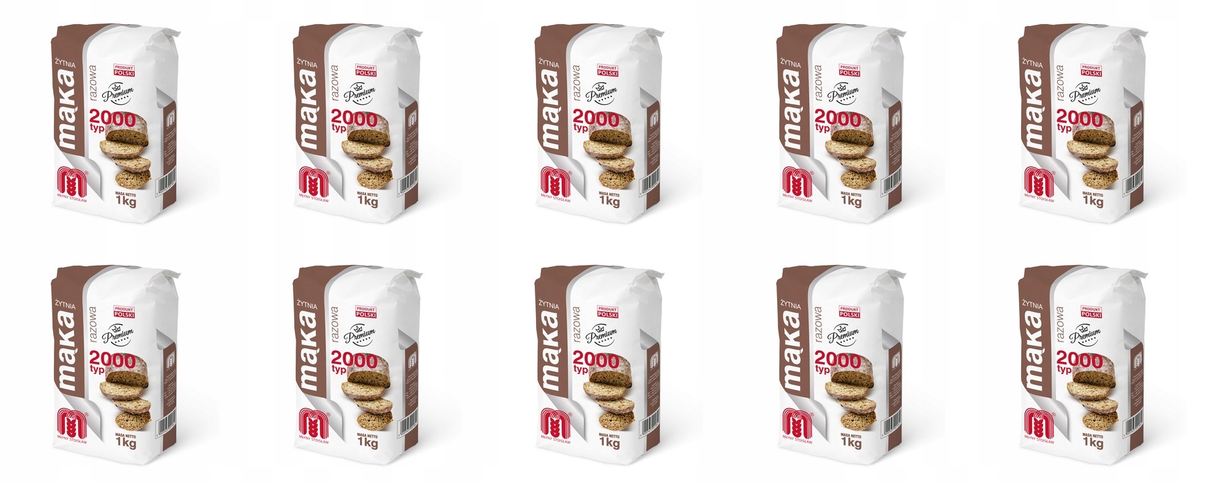 Levně 10 x 1 kg Młyny Stoisław Žitná mouka typ 2000 jednorázová