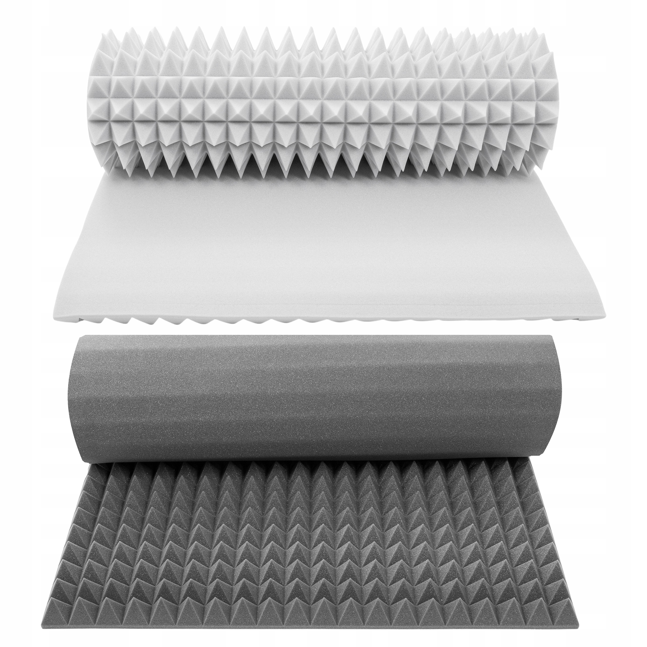 Akustické panely, dva odtiene šedej, estetické usporiadanie interiéru 4 m2