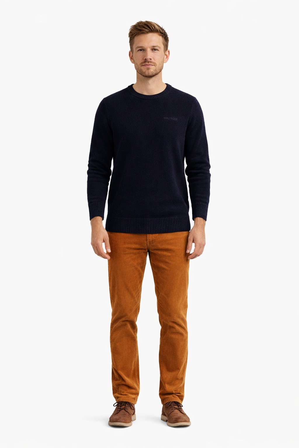 Tommy Hilfiger Modrý Pánský Svetr Z Bavlny S Kulatým Výstřihem, Velikost I3C