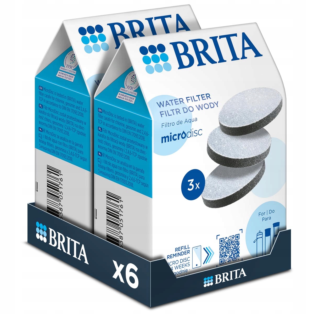 Brita Filtr wkład filtrujący wodę MicroDisc do butelek i karafek 6 sztuk