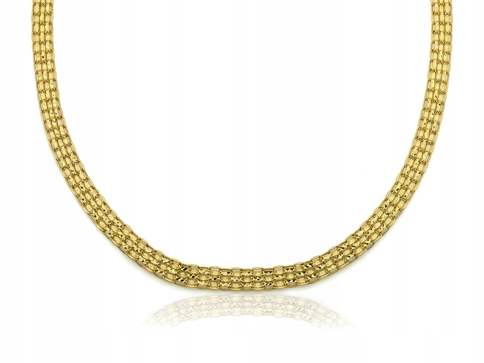 Zlatý náhrdelník 585 s prolamovanou vazbou 42 cm bismark diamantový 11.93 g