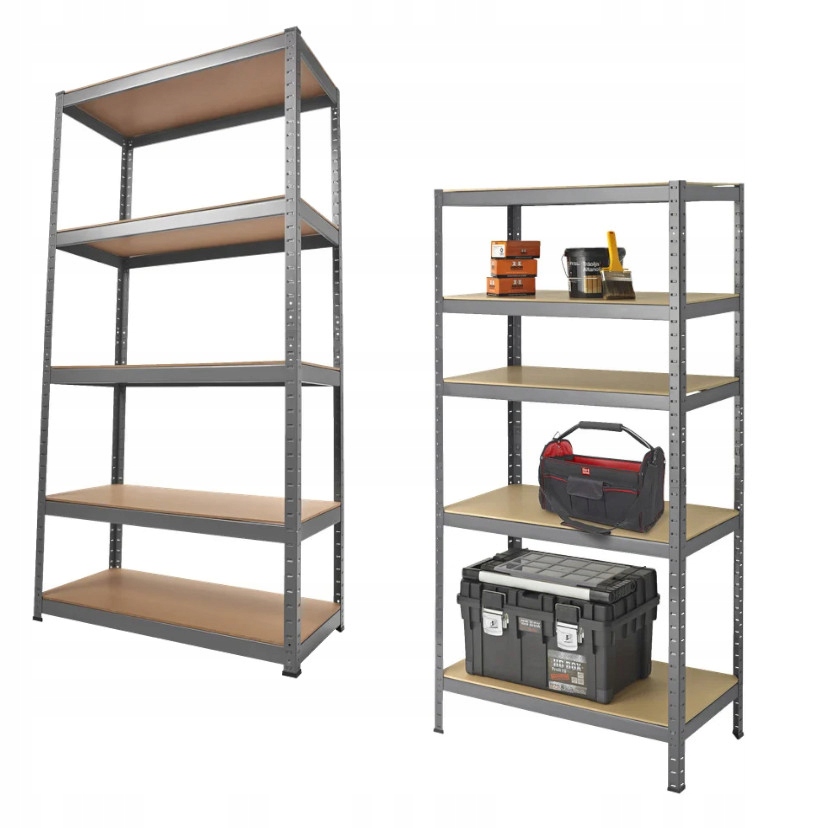 Skladový regál 90x180x45 cm, 5 políc do pivnice, Pevný