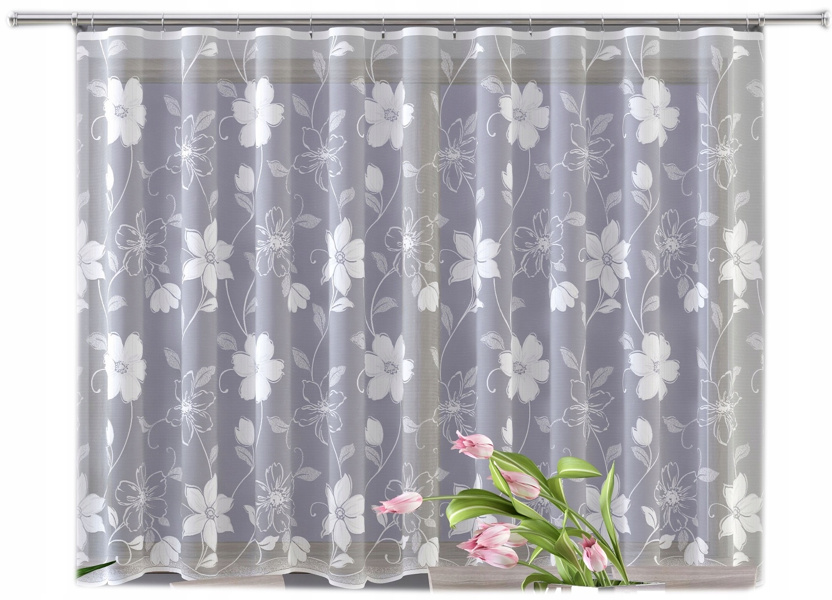 

Firana wzór 618d312 żakard 250x150cm z obszyciem