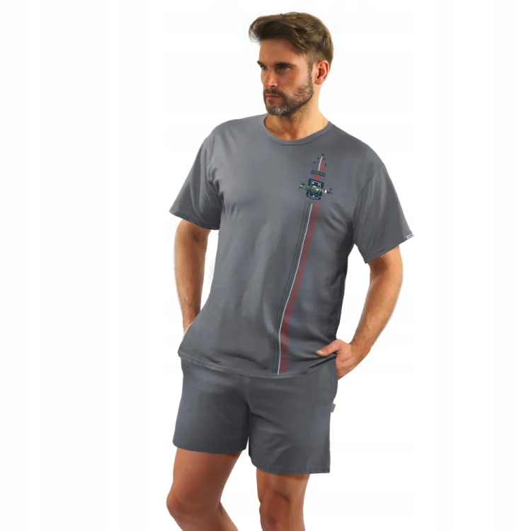 2404 Military Pánské pyžamo s krátkým rukávem, kraťasy Sesto Senso