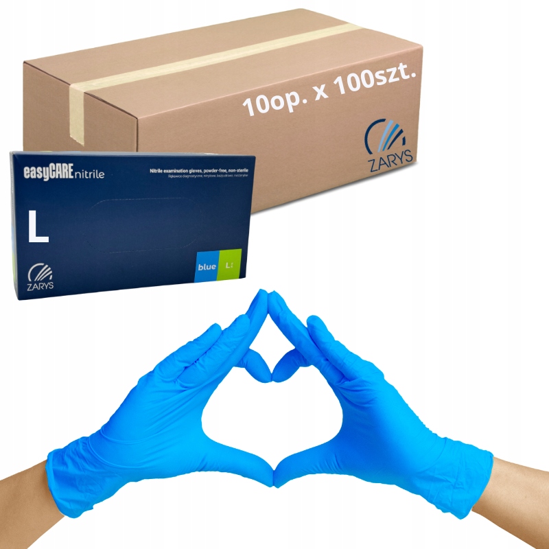 Nitrilové rukavice na jedno použití Bezpudrové Obrys modré vel. L 1000 ks