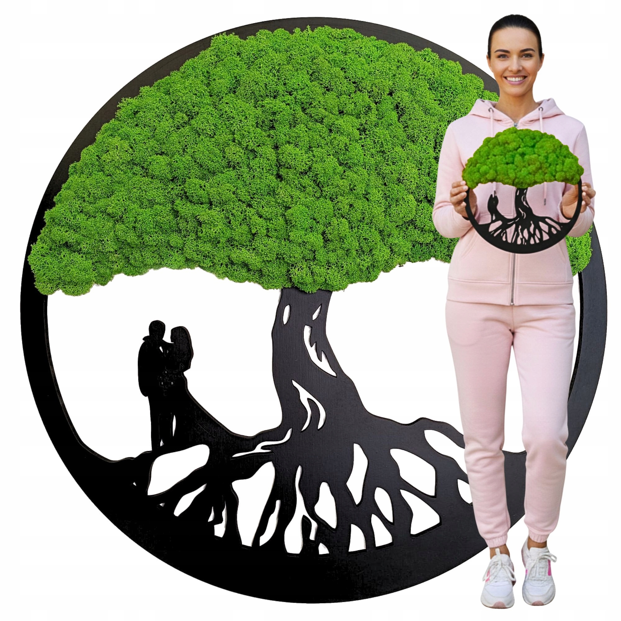 Obraz Z Mechu mech chrobotek Živý Stromek Bonsai na zeď Ozdoba Dekorace