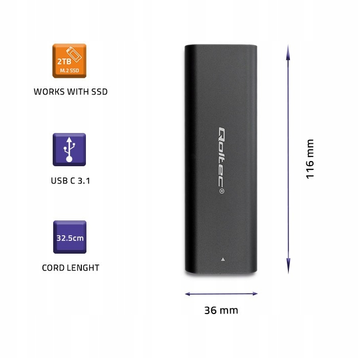 Obudowa kieszeń do dysków SSD M.2 SATA USB typ C Producent Qoltec