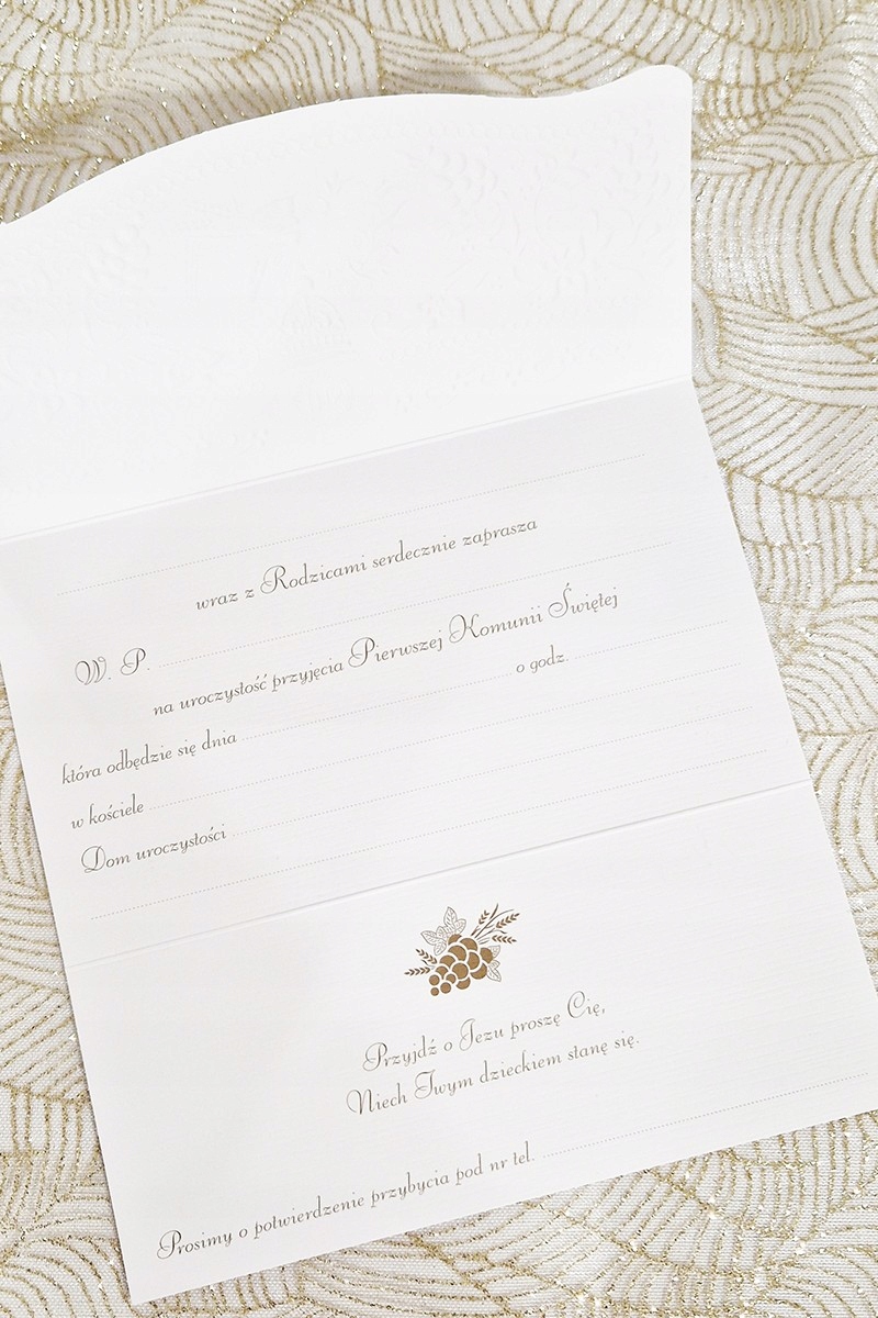 Zaproszenia komunijne na komunię komunia do komunii zap7827 10szt Szerokość produktu 16 cm