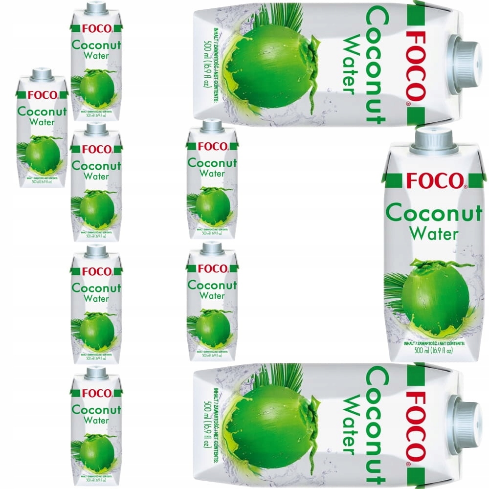 10x Zdrowa Woda Kokosowa z Kokosa 100% Naturalna Zdrowa Czysta 500ml Foco