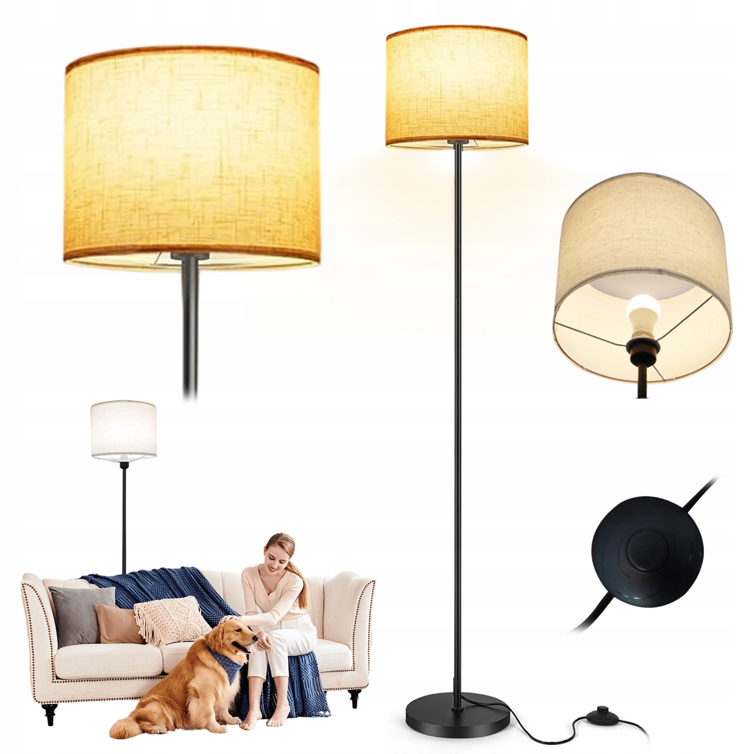 Podlahová Lampa S 3 Barevnými Teplotami Do Obývacího Pokoje, Ložnice, Kanceláře, 156 CM