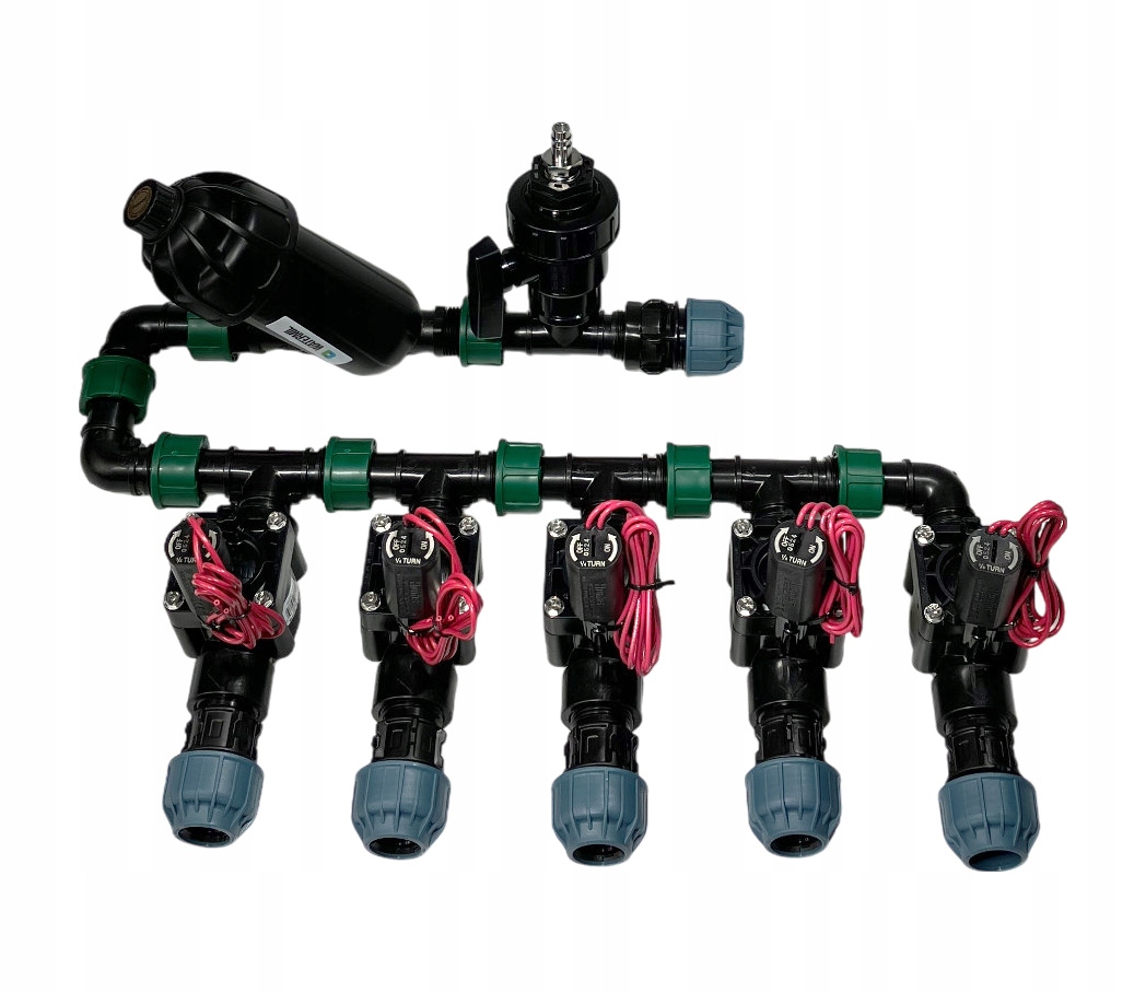 Kolektor 5 sekcji Hunter Pgv na rurę Pe 25mm Filtr Odpowietrznik Mocny